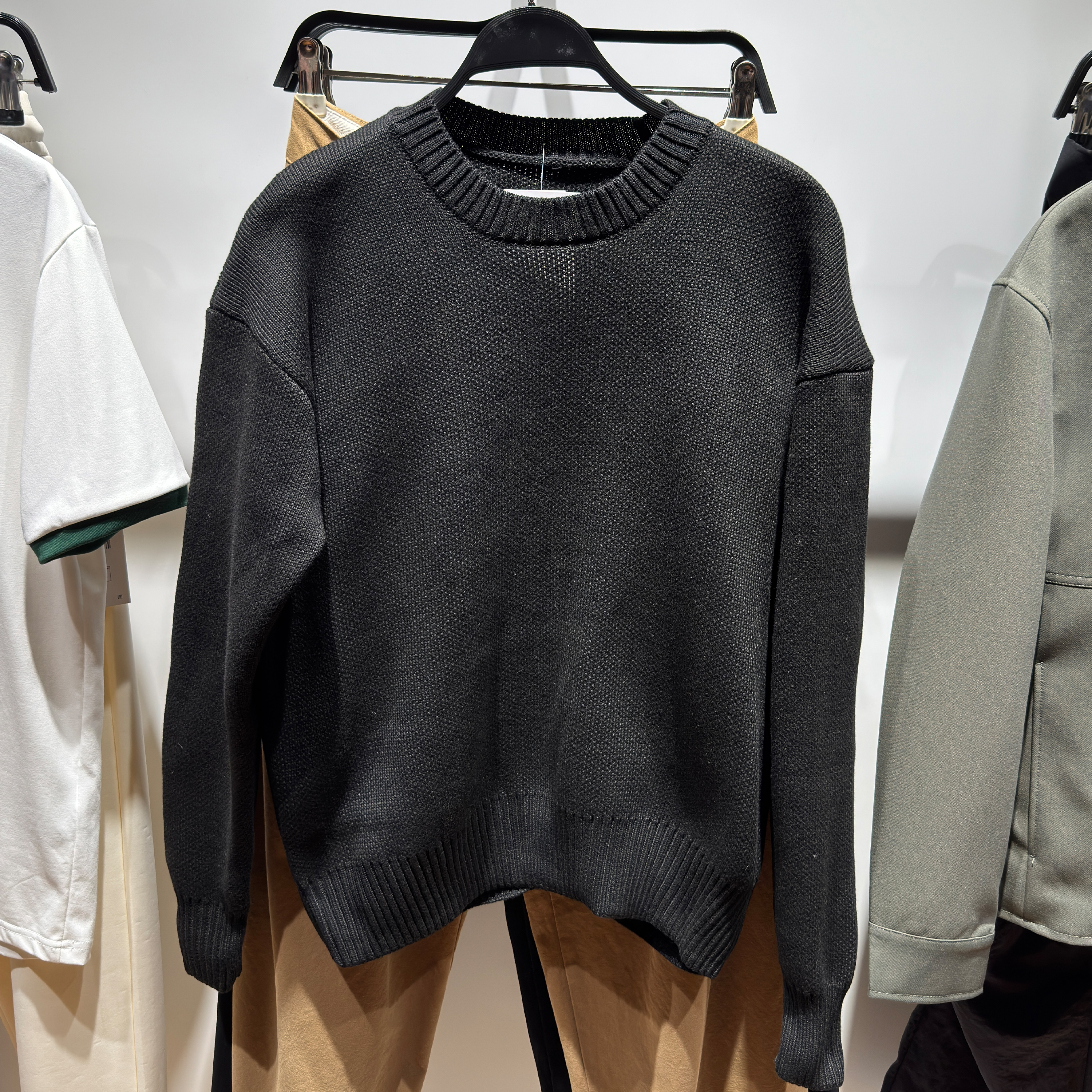 柜329！25秋季新品男装 棉质纹理宽松圆领长袖针织衫 3920325 800