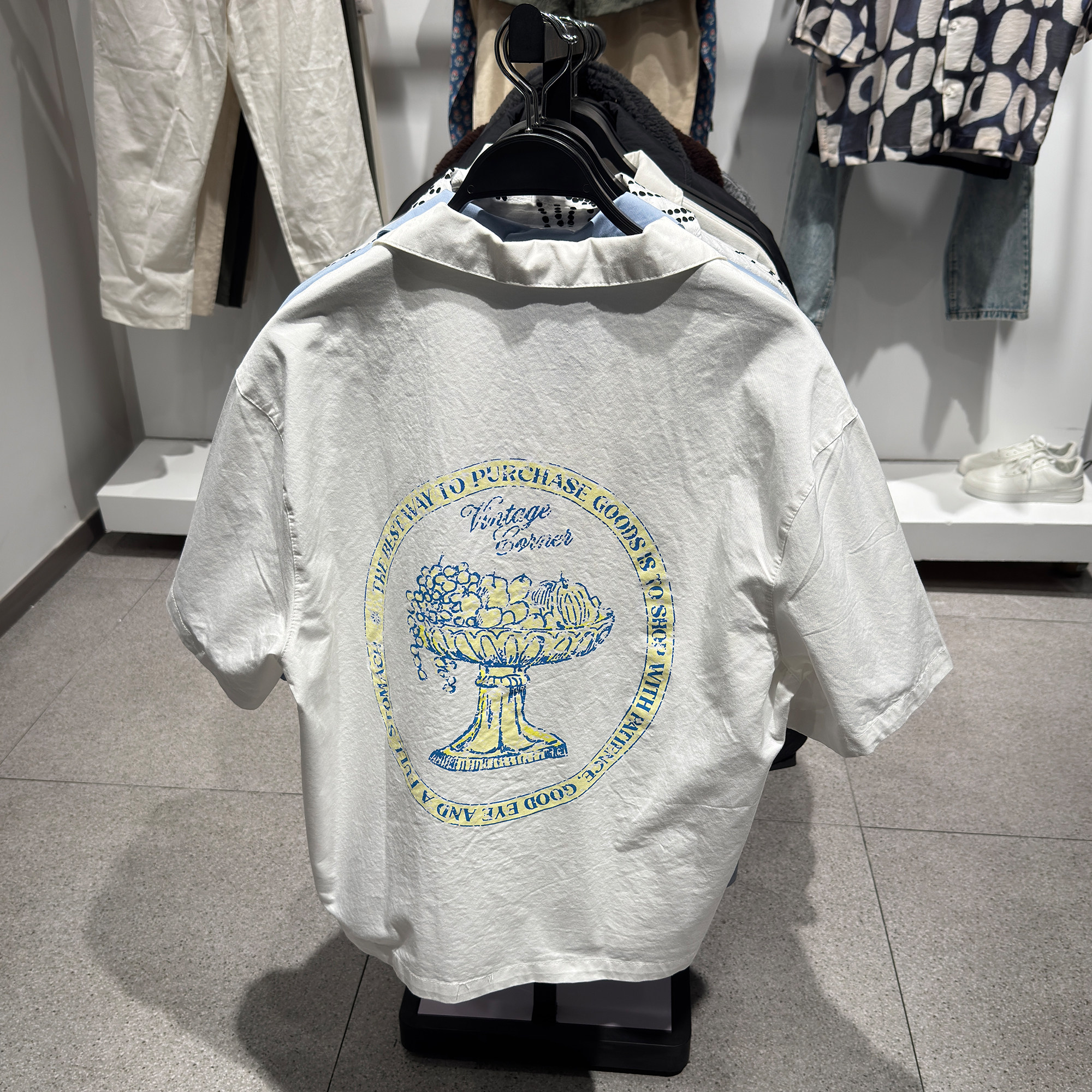 柜329!ZA夏季新品 男装 莱赛尔棉混纺印花短袖衬衫 6085420 251