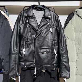 仿皮拉链机车风夹克PU皮衣外套 柜599 男装 新品 4391400 秋季