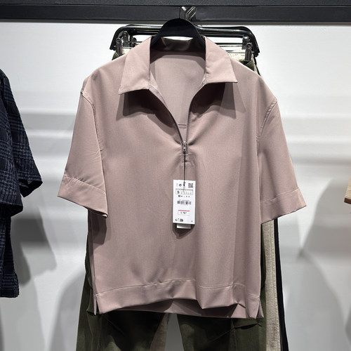 柜329！ZA26夏新品男装宽松拉链科技面料短袖POLO衫 6861692 720