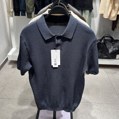 柜329！ZA夏新品 男装 棉质修身直筒罗纹针织POLO衫 2142430 400