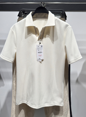 柜299！ZA26春夏新品男装 华夫格纹理修身直筒POLO衫 4092450 753