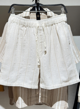 柜319！夏季新品 男装 条纹纹理舒适修身直筒休闲短裤 4140152