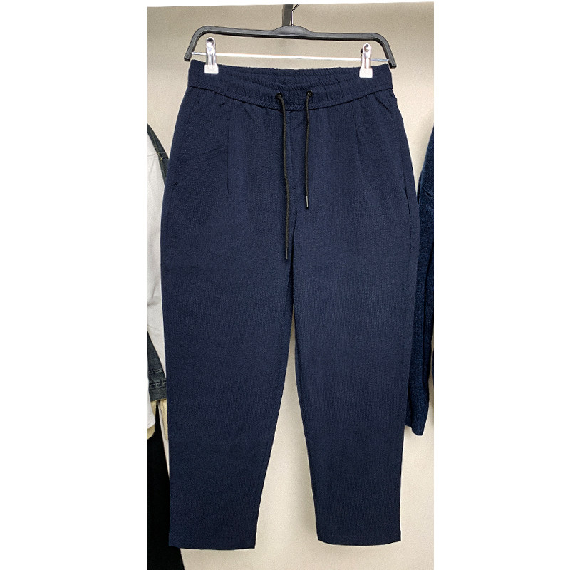 夏季新品男装泡泡纱抽绳腰休闲裤西裤长裤 7380303 男薄款直筒裤