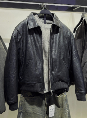 柜799！冬季新品男装宽松简约仿皮棉服拉链夹克外套 3715709 800