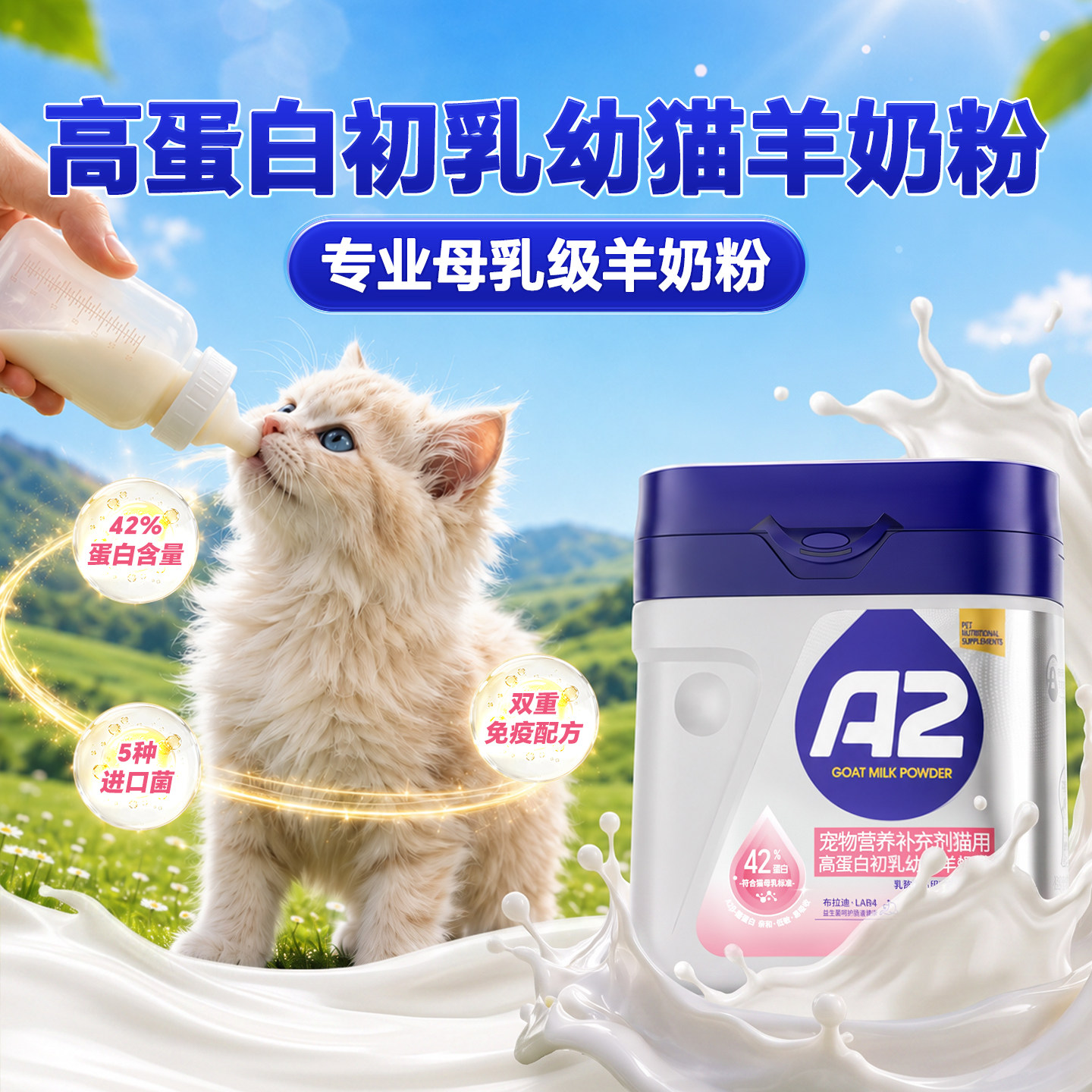 mag高蛋白初乳幼猫羊奶粉宠物小奶猫咪专用 特添加牛初乳乳铁蛋白