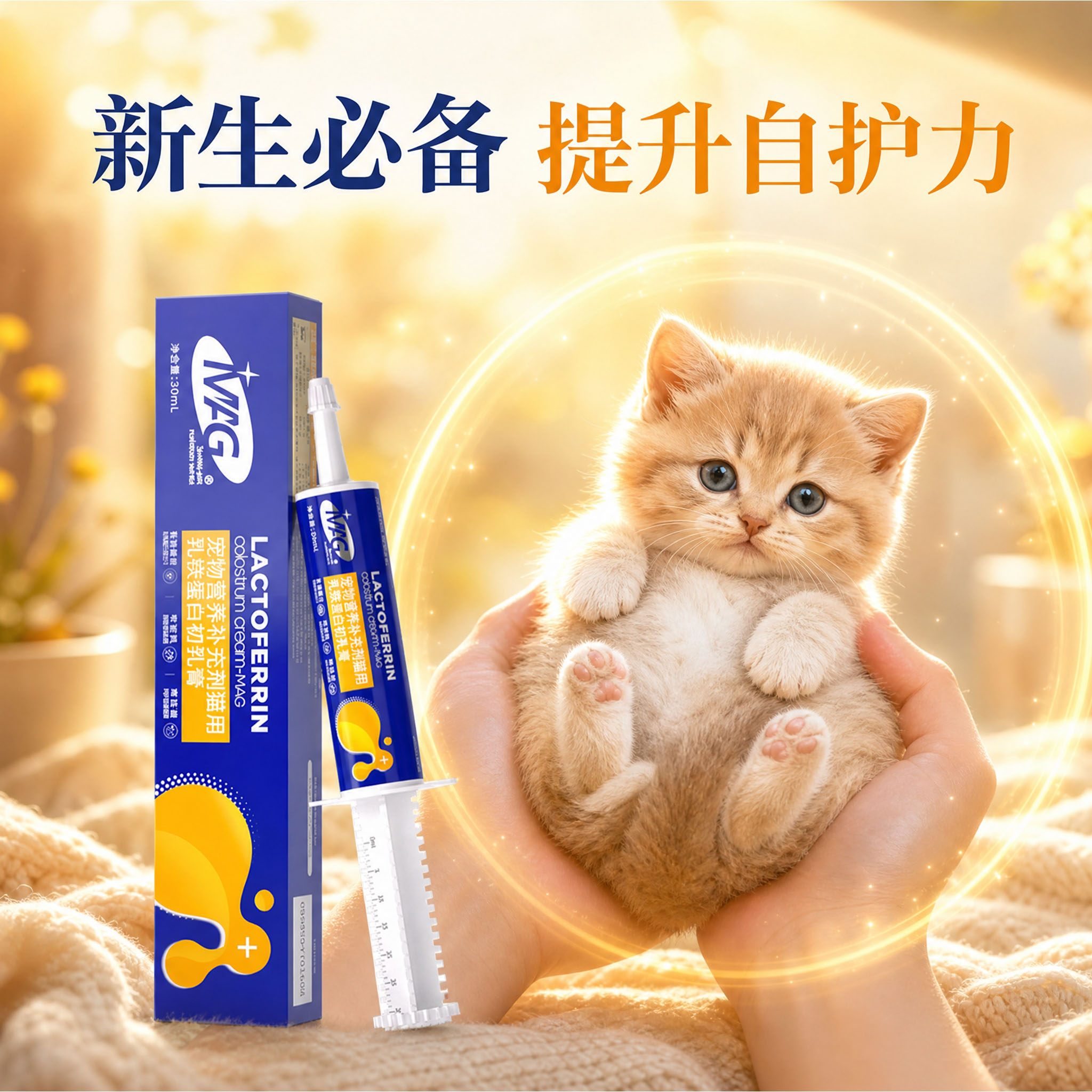 MAG乳铁蛋白初乳膏幼猫专用牛初乳营养膏离乳猫补充剂增强抵抗力