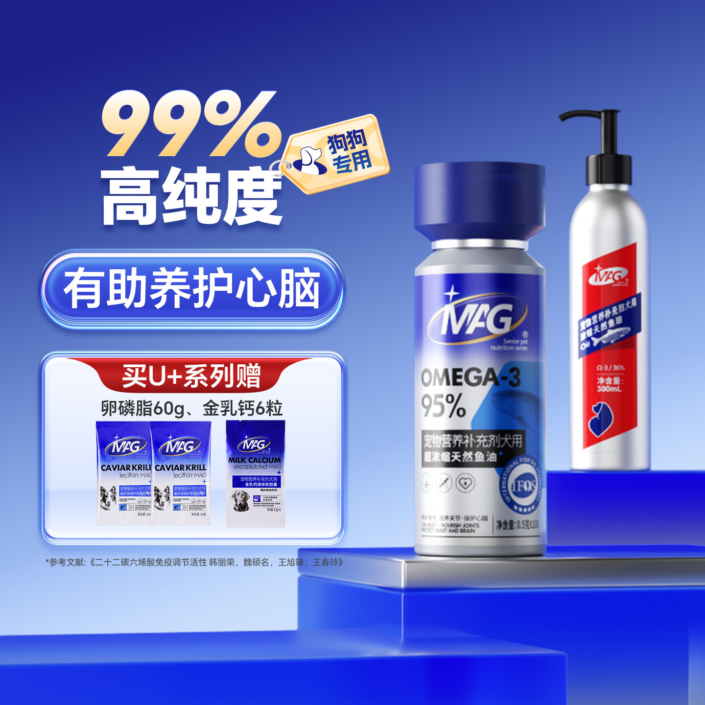 MAG狗狗鱼油有助美毛护肤宠物深海犬鱼油金毛泰迪柯基专用卵磷脂