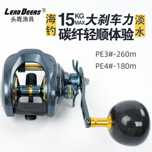 近海船钓慢摇铁板水滴轮碳纤轻顺防炸线远投雷强轮15KG刹车打黑轮
