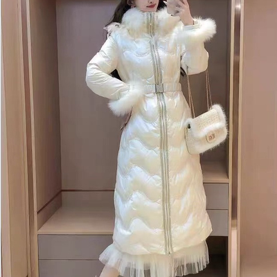 公主家922秋冬时尚名媛气质外套高级感收腰保暖连帽外套羽绒服