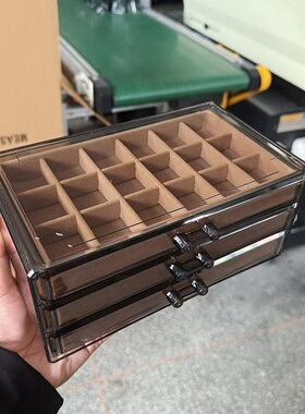 首饰盒多层抽屉式黑棕色大容量戒指耳钉项链耳环防氧化饰品收纳盒