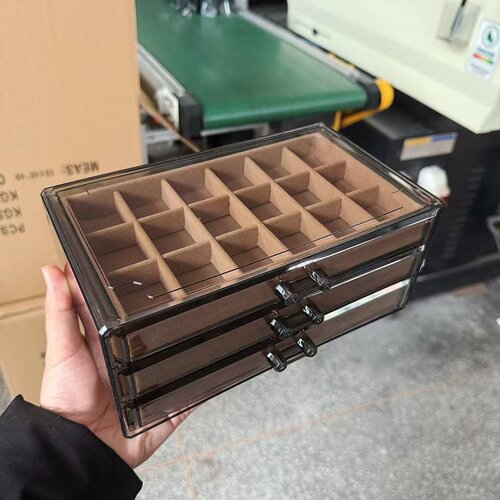 多层抽屉式黑棕色首饰盒