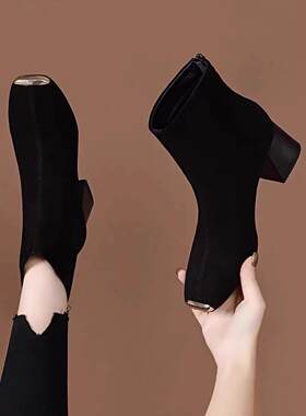 品牌特价女鞋绒面短靴女
