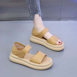 亏本清仓两穿包跟凉鞋女款夏季2025新网红超火厚底真皮罗马沙滩鞋