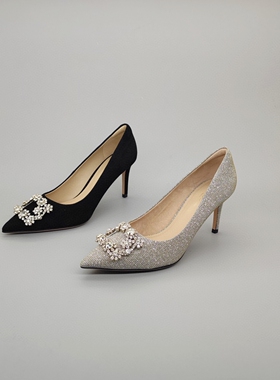 FEDERICA DI DONATO 2025新款款轻奢时尚气质浅口细跟高跟鞋 婚鞋