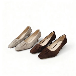 包邮 25新款 羊绒方头小跟鞋 FEDERICA 浅口低跟单鞋 DONATO 女