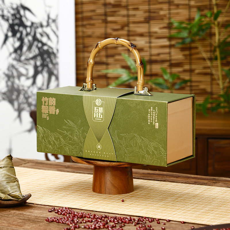 2026新款端午节粽子礼盒空盒 高级竹手提礼品盒 高档包装礼盒批发