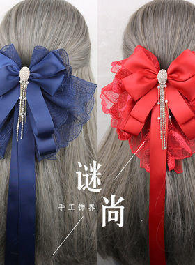 韩版顶夹日系珍珠飘带蕾丝饰品