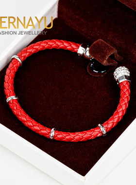 大红色韩国情侣百搭生日礼物手环