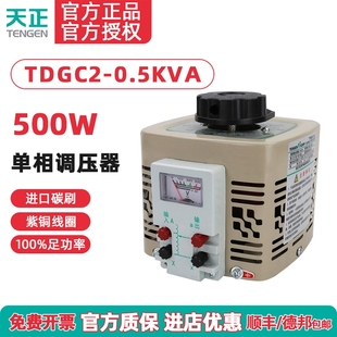 TENGEN天正TDGC2 250v切泡沫 0.5kva调压器500w瓦单相220v自耦0