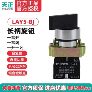 天正LAY5 BJ33C三档加长柄旋钮开关自锁2常开22M BJ33按钮开关XB2