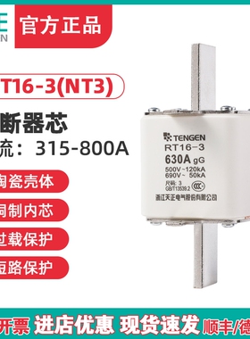 TENGEN天正 RT16-3方管刀形触头熔断器 NT3保险丝RT36-3 400A630A