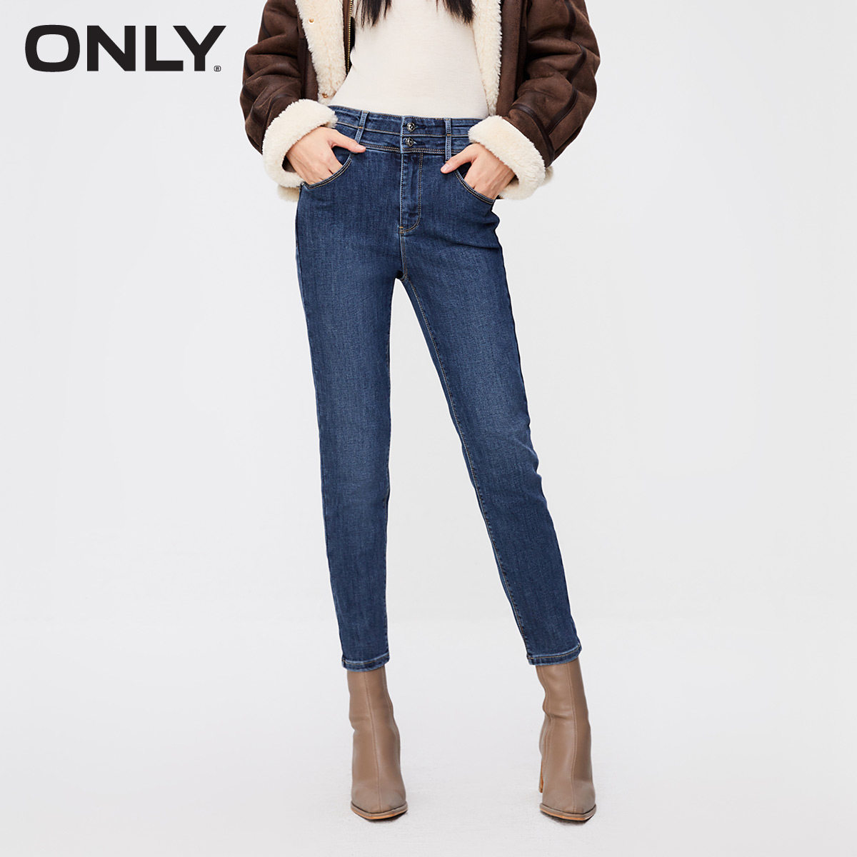 여성 가을 ??겨울 신상 캐주얼 슬림 하이웨이스트 타이트 9부 청바지 | 123349013