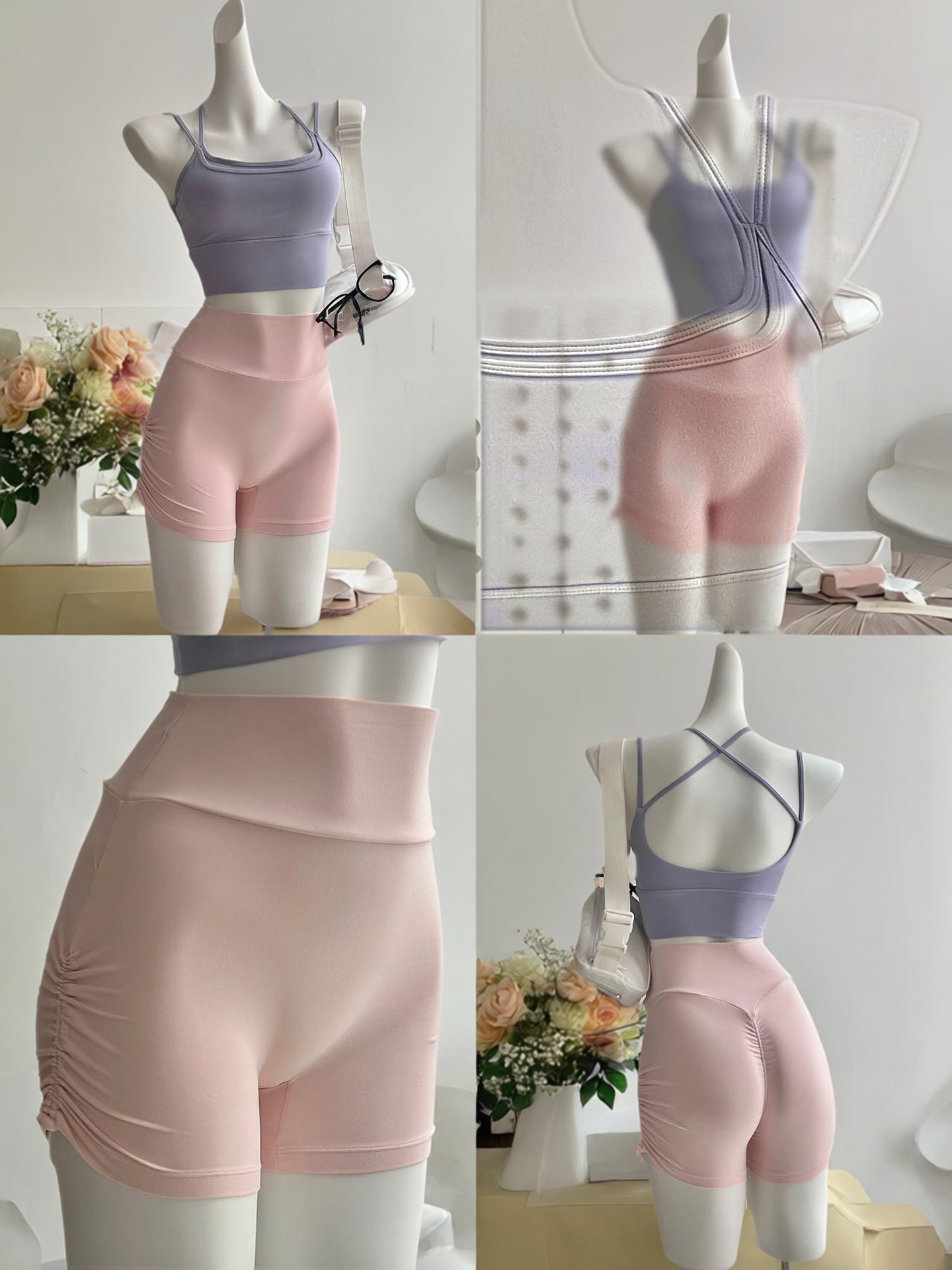 美背带胸垫瑜伽服瑜伽背心固定杯运动内衣外穿健身文胸普拉提防震