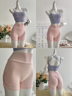 美背带胸垫瑜伽服瑜伽背心固定杯运动内衣外穿健身文胸普拉提防震