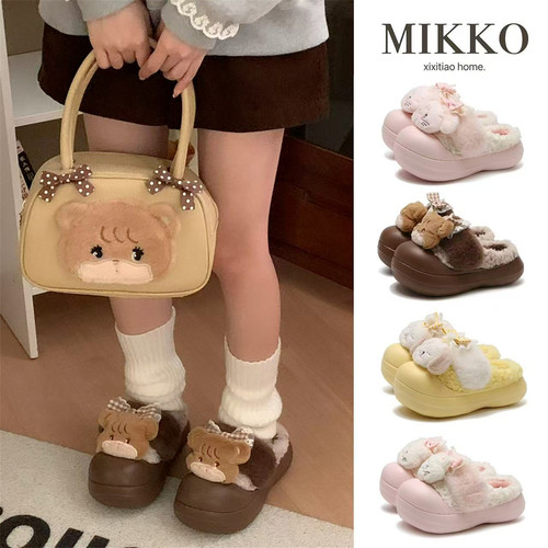mikko联名亲子棉拖鞋女冬甜美