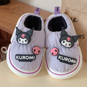 三丽鸥少女心可爱库洛米月子鞋 软底防滑防水亲子家居棉拖鞋 女冬季