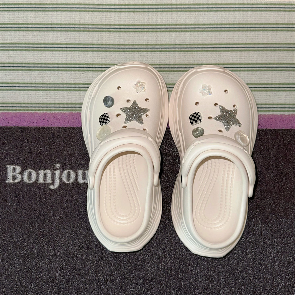 两穿包头辣妹风格子星星洞洞鞋