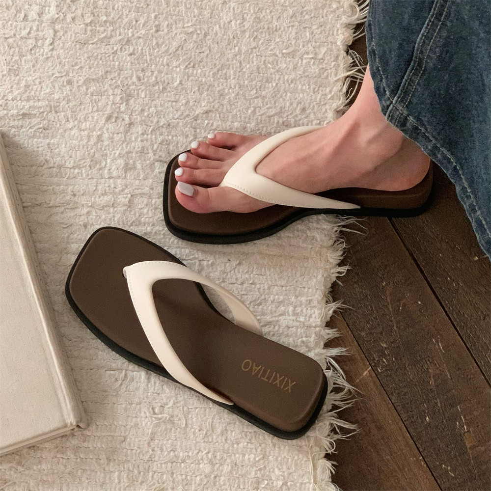 度假海边拼色女夏沙滩鞋时尚户外舒适新款夹脚软底休闲坡跟人字拖,女鞋,人字拖,淘宝优惠券,粉丝福利购,淘宝优惠卷