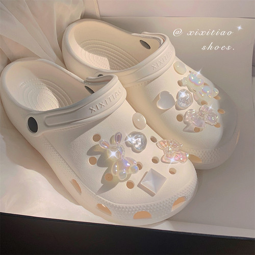 少女心可爱水晶小兔沙滩凉拖鞋