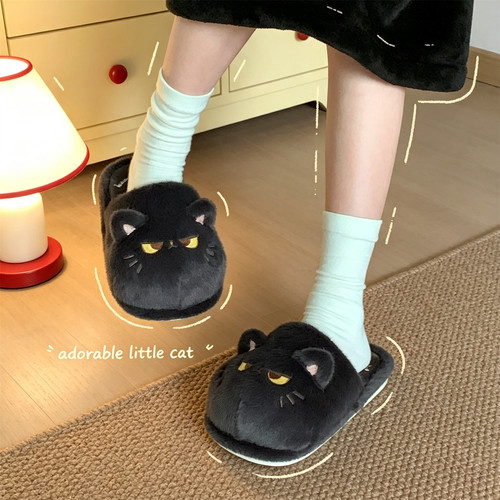 冬款个性小猫棉拖鞋男女卡通情侣