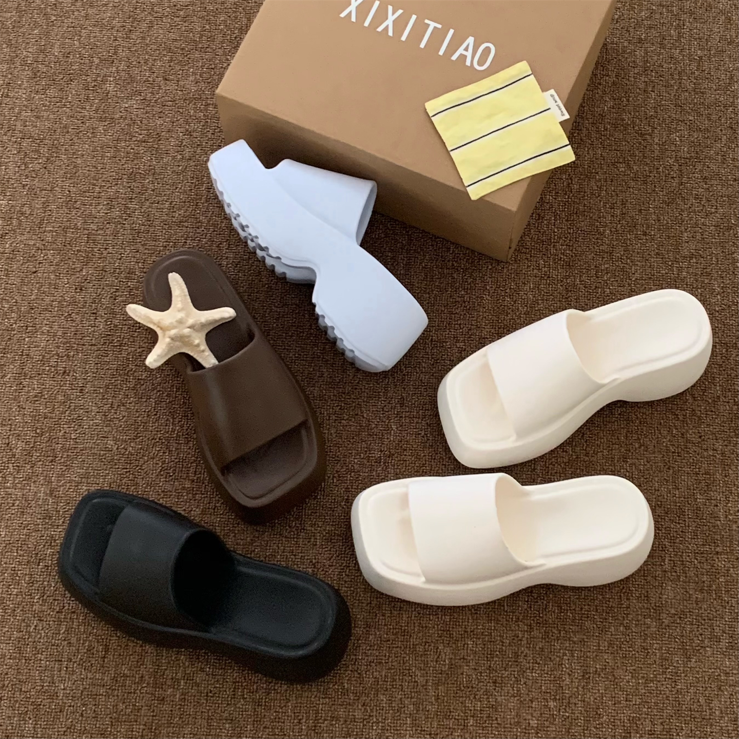 户外网红增高8cm坡跟厚底凉拖