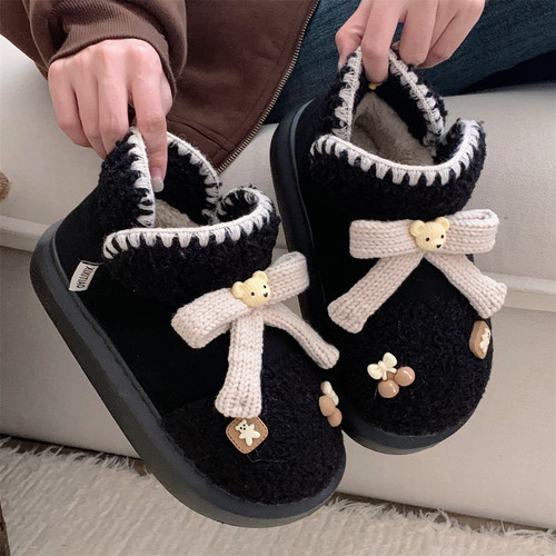 冬季可爱樱桃小熊羊羔毛雪地靴