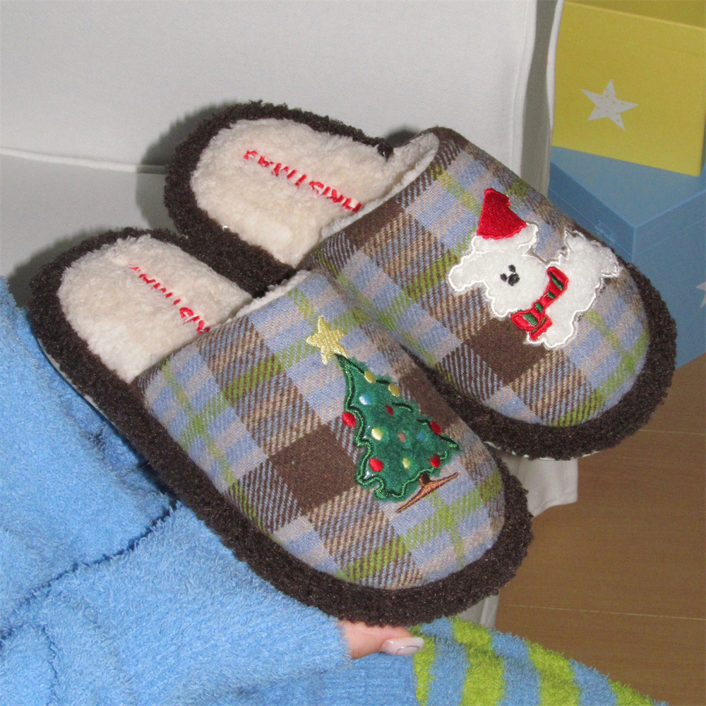 刺绣小狗可爱居家棉拖鞋女冬创意