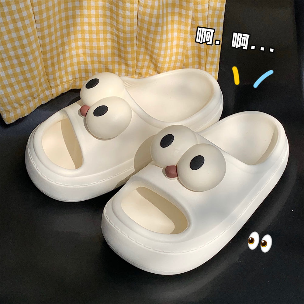 搞怪可爱大眼睛厚底学生凉拖鞋