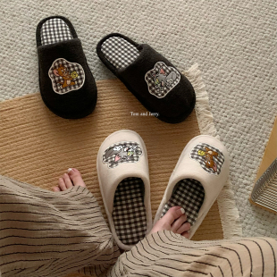 猫和老鼠可爱汤姆猫杰利鼠棉拖鞋 正版 地板鞋 包头情侣防滑男女冬季