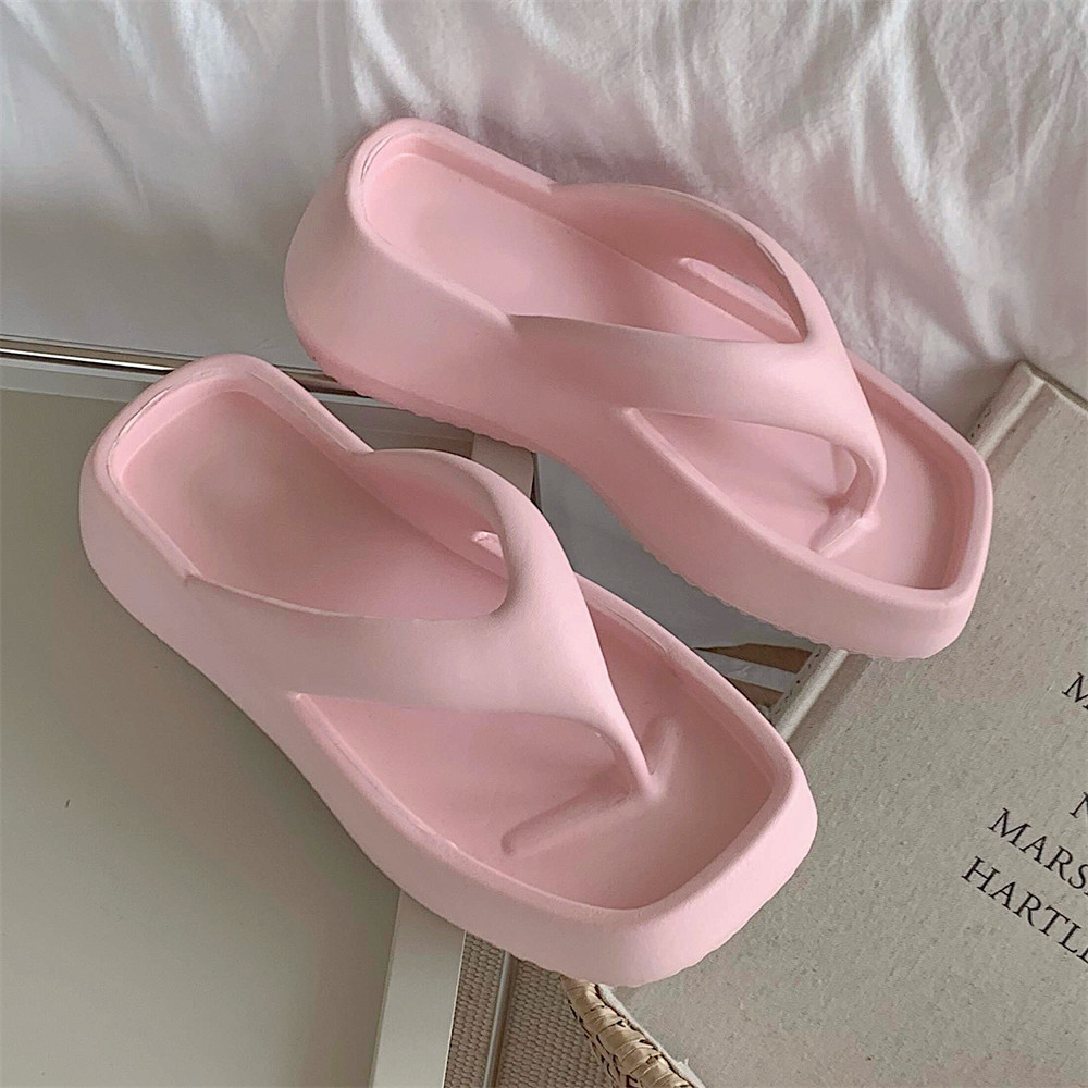 女夏季外穿防滑增高厚底沙滩人字拖韩式简约风百搭纯色夹脚凉拖鞋,女鞋,人字拖,淘宝优惠券,粉丝福利购,淘宝优惠卷