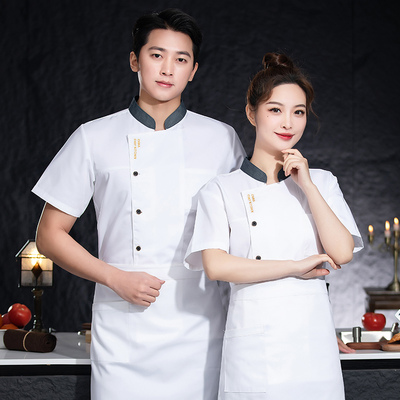 夏季厨师服定制印logo