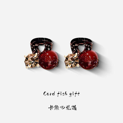 红色珍珠迷你小抓夹女前额侧边小夹子2026新款刘海夹水钻发夹发饰