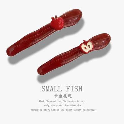 新款红苹果发夹女小众设计新款无痕刘海发夹侧边夹时尚百搭发饰