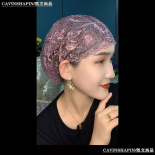 弹力松紧刺绣烫钻包头帽简约套头遮发帽时尚妈妈帽爆款穆斯纱巾帽