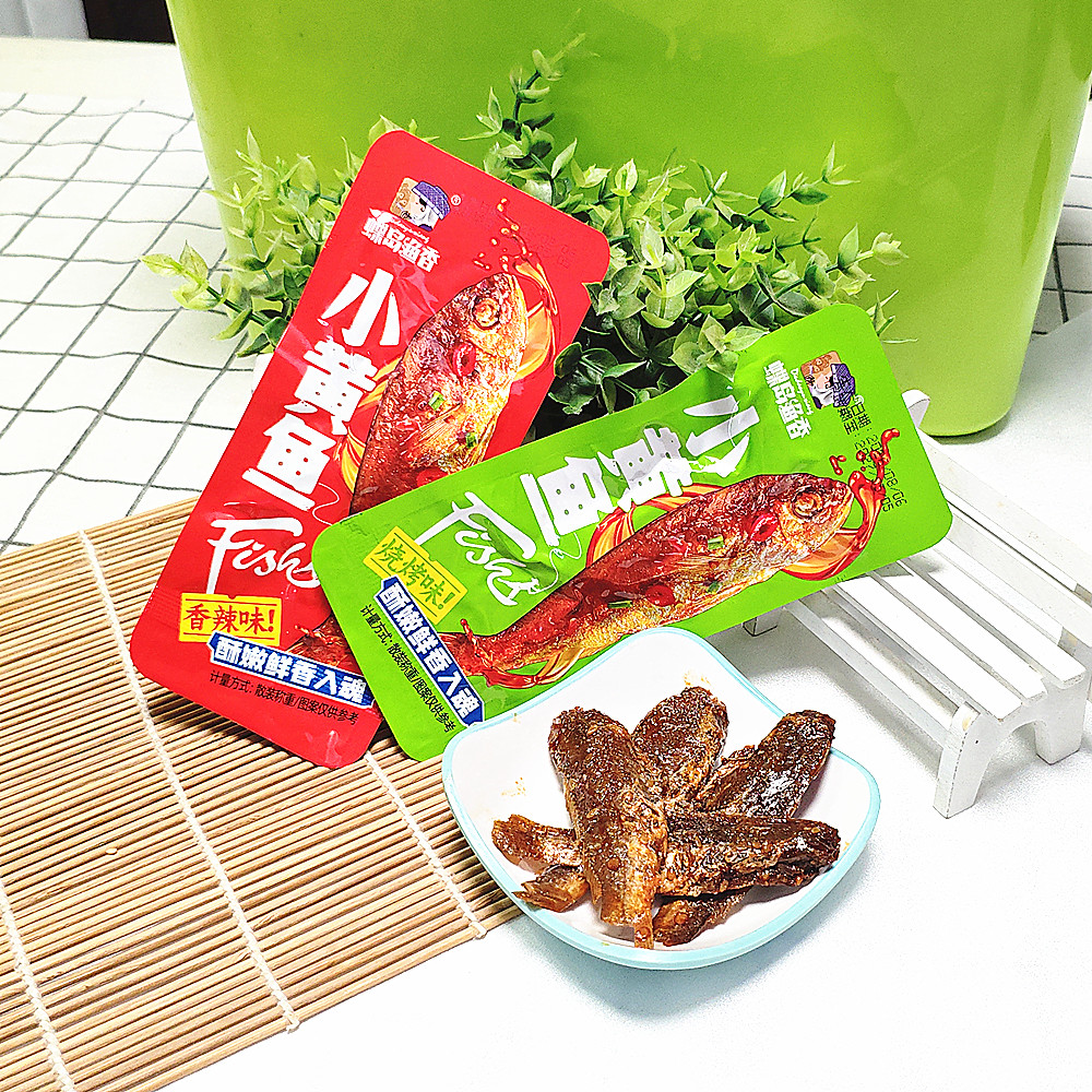 包邮 蝶岛渔香小黄鱼烧烤味和香辣味2口味 休闲食品 即食零食小袋