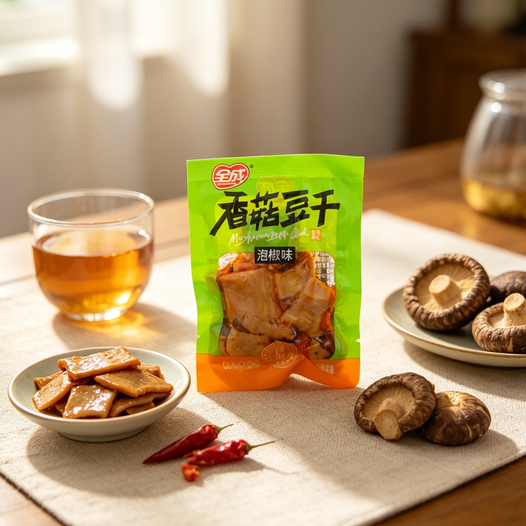 全成香菇豆干泡椒味500克 多款口味 即食零食豆腐干 小包装食品