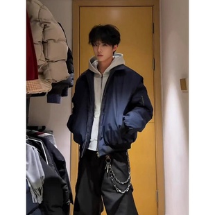 高级感翻领短款 秋冬季 棉衣飞行员棉服棒球服 cleanfit外套男款 美式