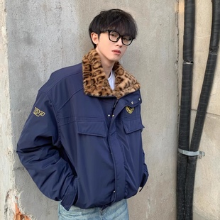 美式豹纹座山雕棉服男款冬季三防立领夹克棉服短款轻骑兵加厚外套