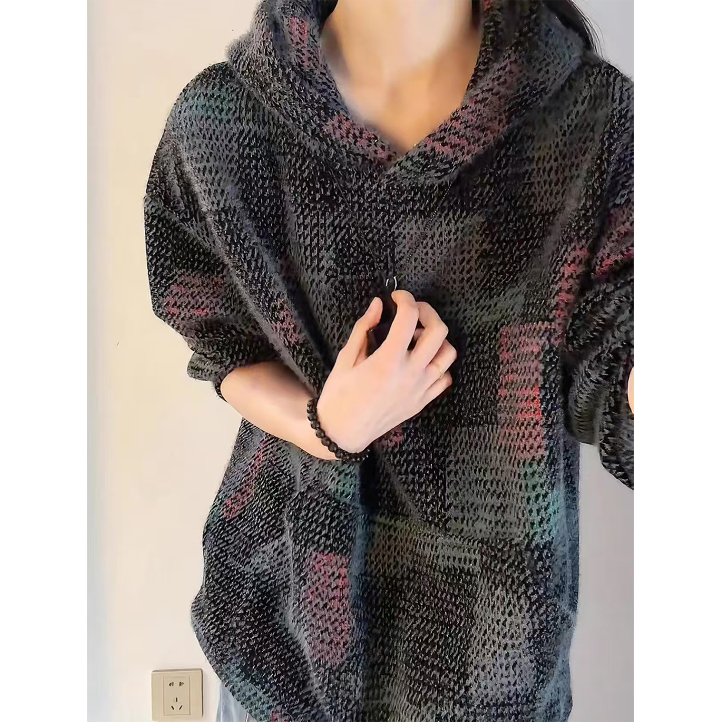 【全场五折】彩色格子撞色卫衣潮